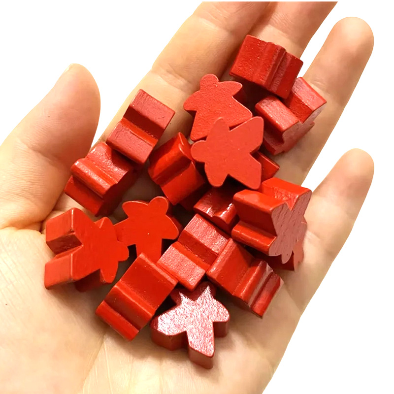 Wielokolorowe drewniane akcesoria do gry w pionki meeple