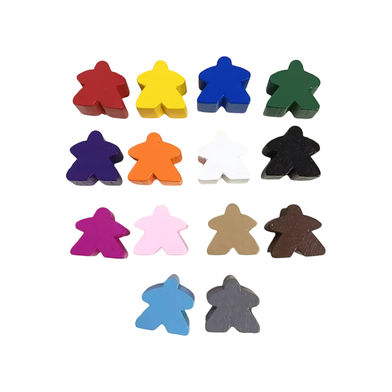 Wielokolorowe drewniane akcesoria do gry w pionki meeple