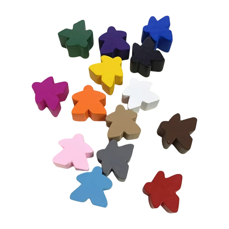 Wielokolorowe drewniane akcesoria do gry w pionki meeple