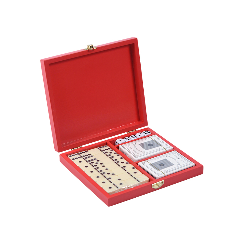 Przenośny zestaw podwójnych gier Redwood Box (Domino i Poker)
