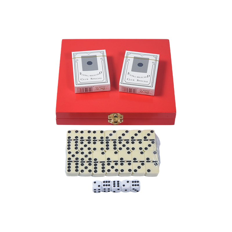 Przenośny zestaw podwójnych gier Redwood Box (Domino i Poker)