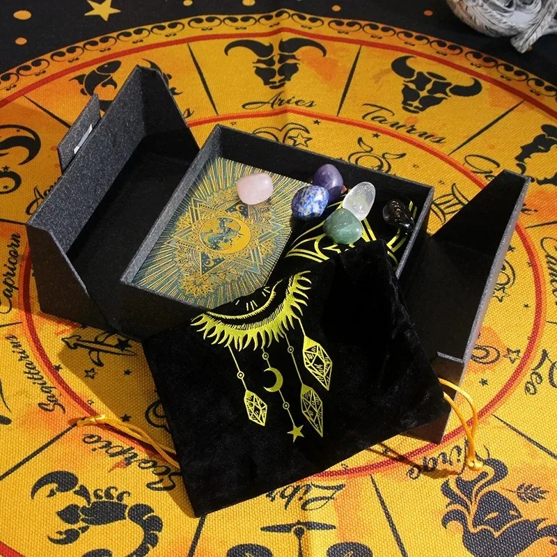 Edycja kolekcjonerska z motywem zodiaku — zestaw tarota i kryształów Mystic's Treasure