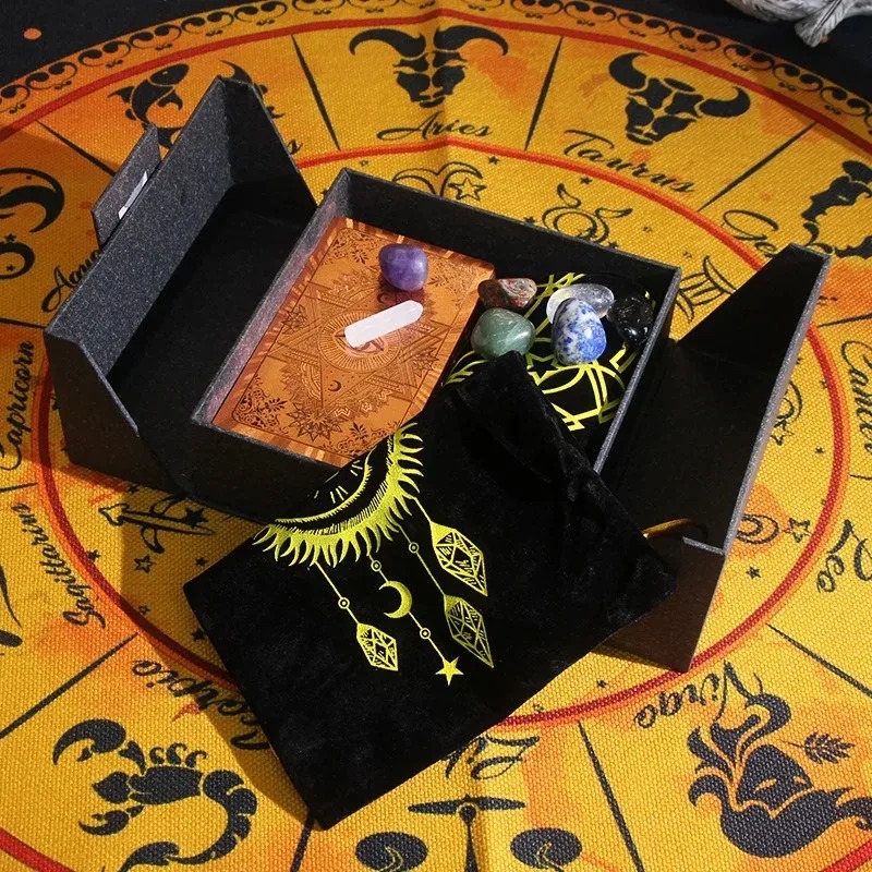Edycja kolekcjonerska z motywem zodiaku — zestaw tarota i kryształów Mystic's Treasure