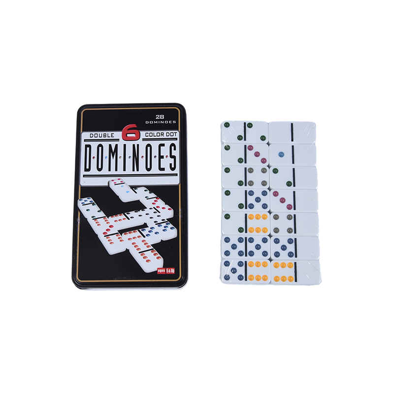 Profesjonalny zestaw konkurencyjny - zestaw żelaznych pudełek domino z podwójnymi sześcioma kolorowymi kropkami